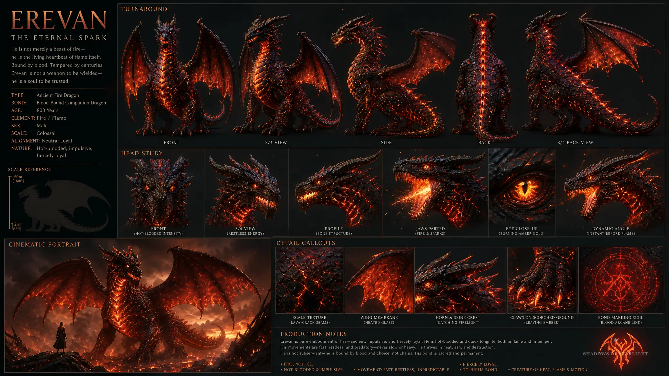 Design sheet of the dragon Erevan