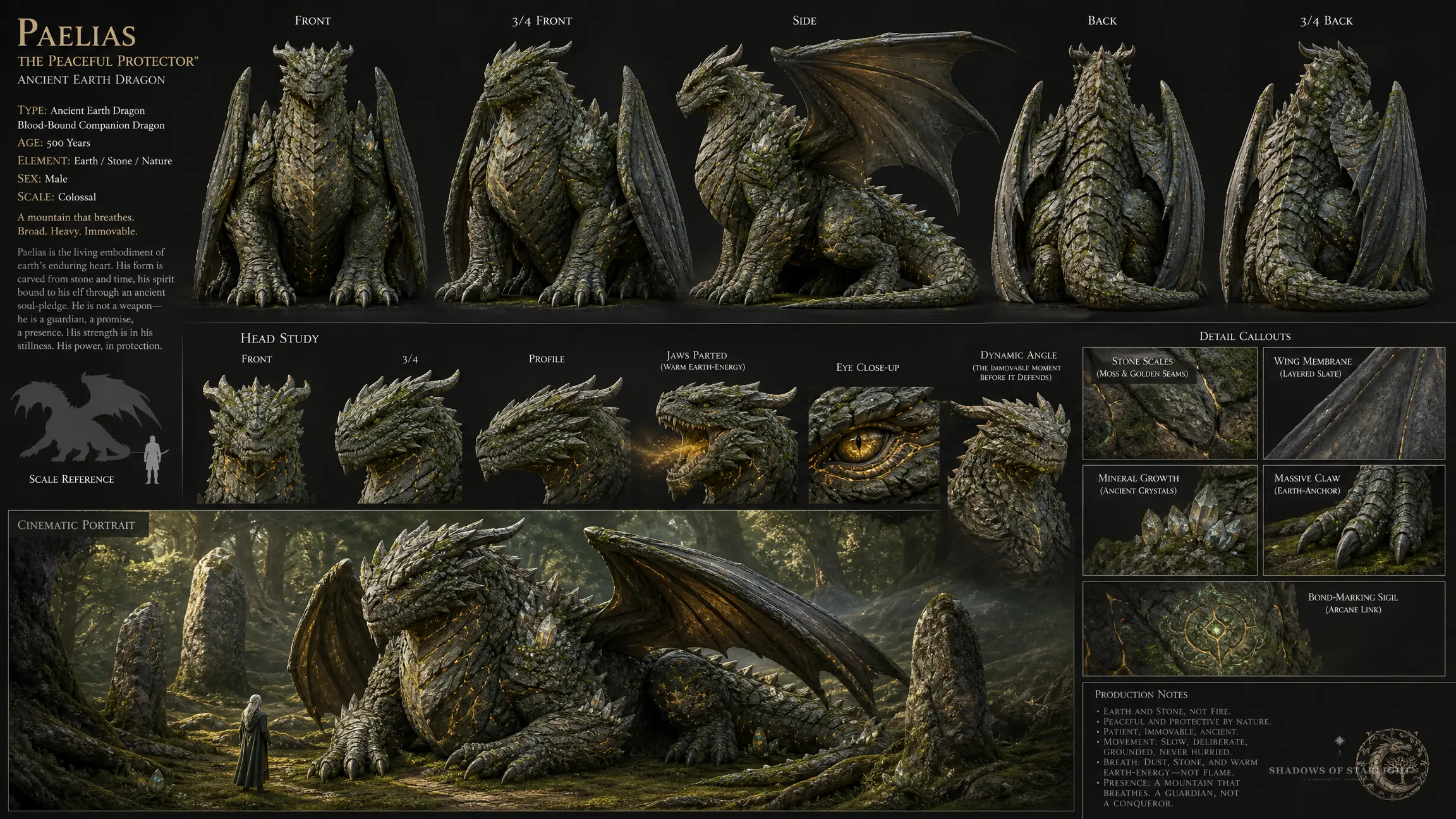 Design-Sheet des Drachen Paelias
